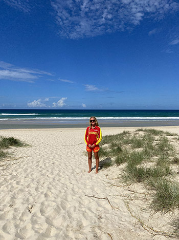 Tiarna McGee as a lifeguard at Pottsville Beach