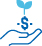 Icon of a hand holding a coin with a leaf